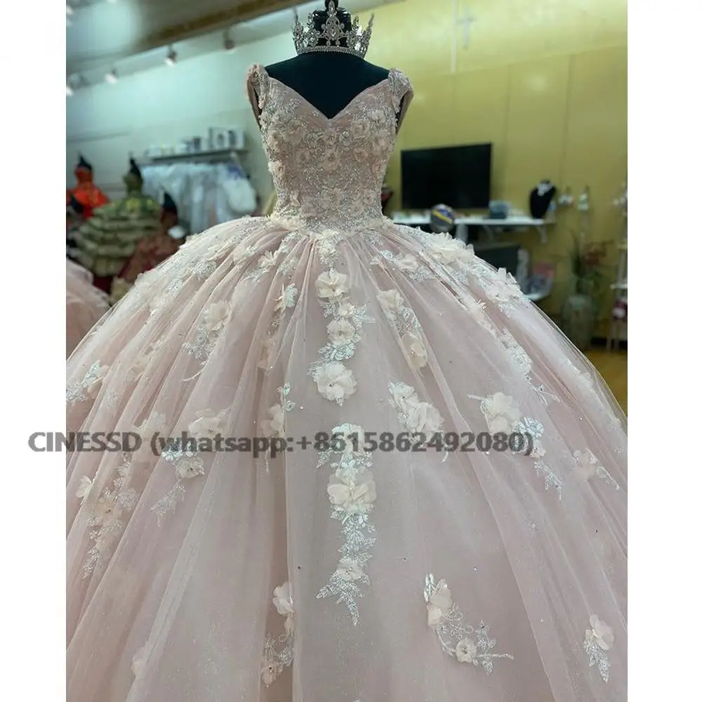 Quinceanera Jurken 2022 Off The Shoulder Baljurk Appliques Met 3d Flower Sweet 16 Jurk