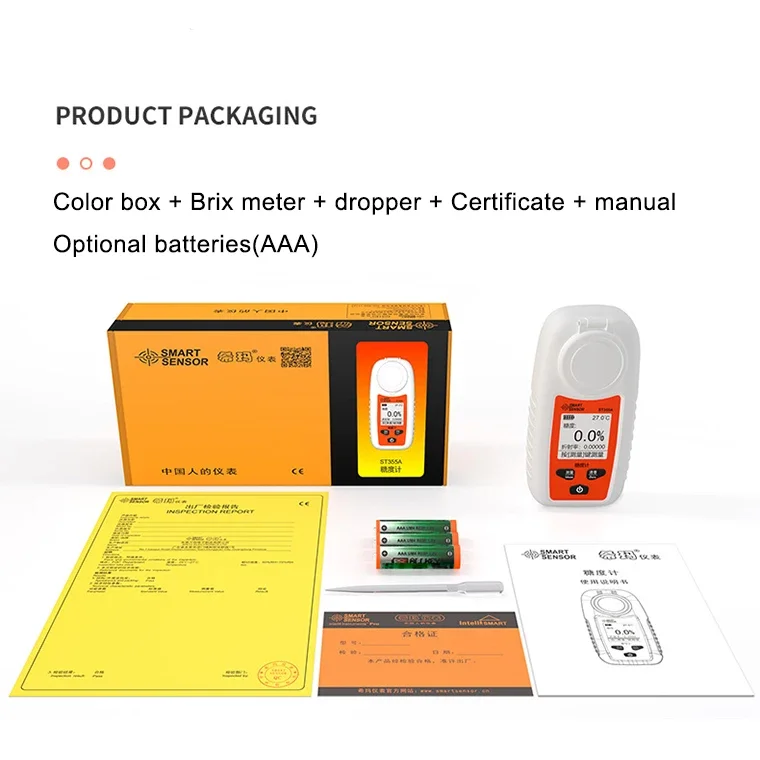 ST335A Digitales Zucker-Brix-Refraktometer, Brix-Messgerät, automatischer Temperaturkompensationsbereich 0–35 % für Obst, Saft, Getränke