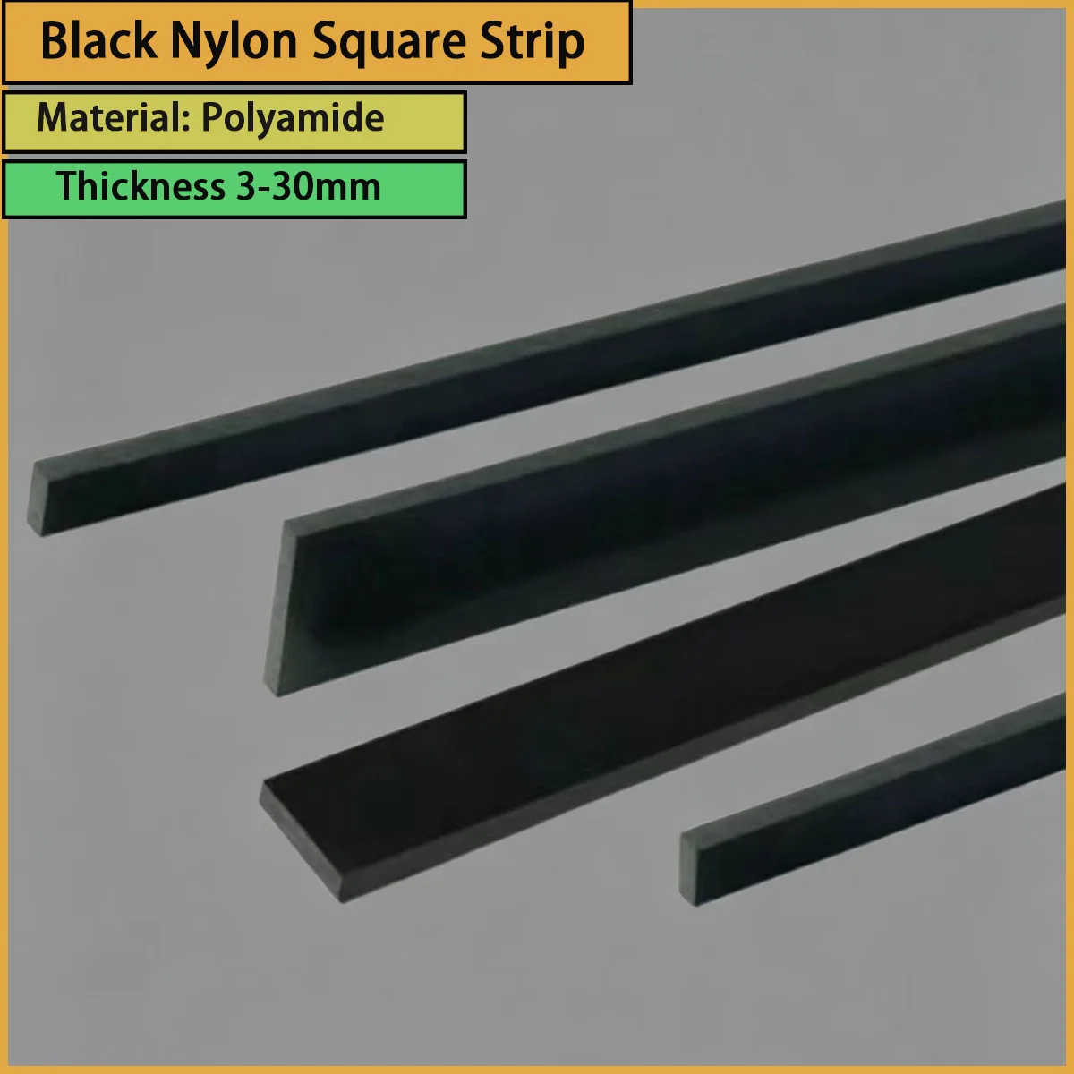 

3-30mm thick black nylon square strip is used for cushion blocks, limit strips, etc