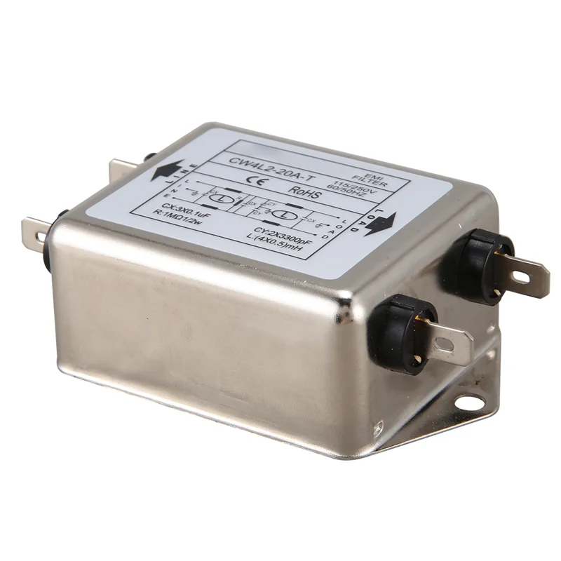 ABVJ-5X Power EMI Filter CW4L2-20A-T Single Phase AC 115V / 250V 20A 50/60HZ