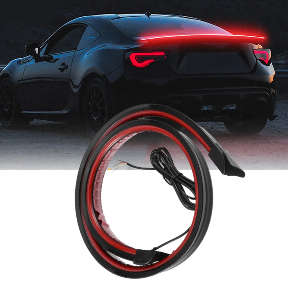

1pc 120cm Car Led Spoiler Light 12V Third Brake Light Driving Turn Signal Warning Stop Lamp Carbon Fiber Rear Spoiler LED Strip