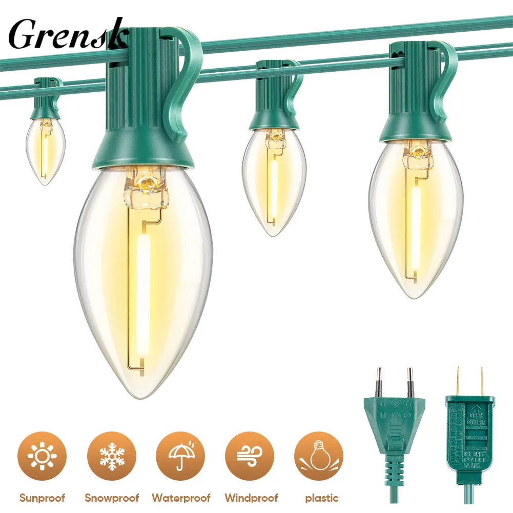 

Waterproof C7 Led String Light Candle Replacement Bulb Connectable Garland Street Garden Party Christmas Patio Decoration Lights