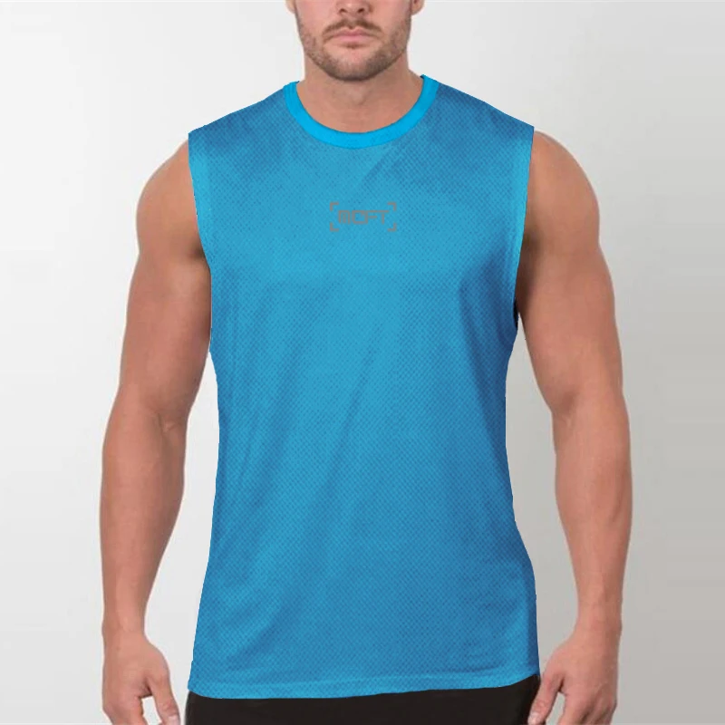 Men's Breathable Mesh Sleeveless Muscle Shirt Quick-drying Outdoor Gym Running Vests Fitness Sports Leisure Sports Vest