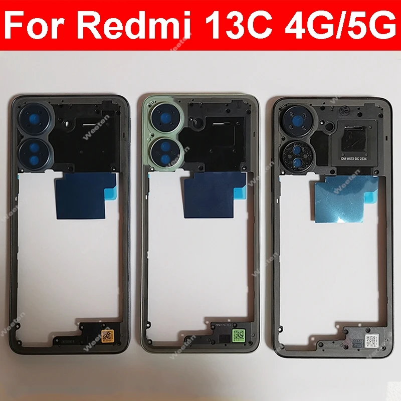 

Средняя рамка корпуса для Xiaomi Redmi 13C 4G 5G, передняя панель ЖК-дисплея, средняя рамка, рамка корпуса, запасные части
