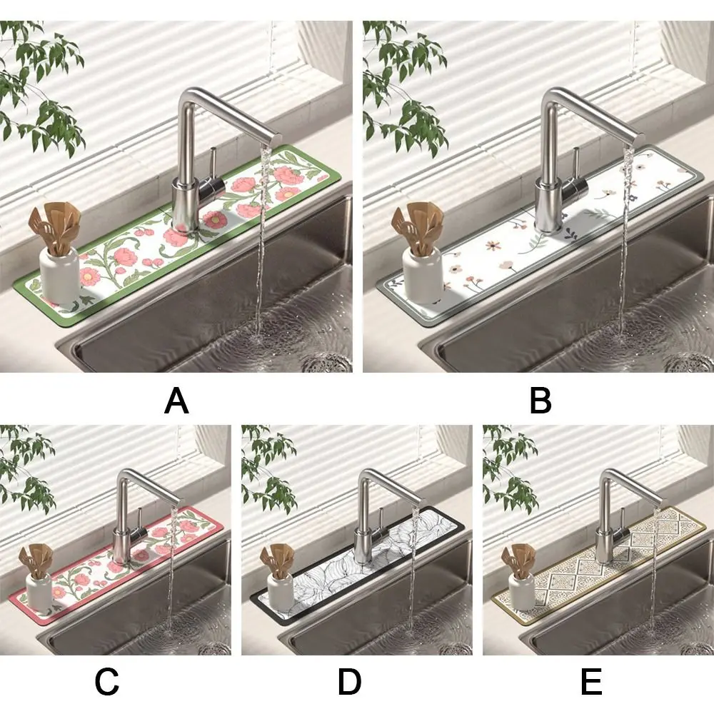 

Fashion Sink Faucet Mat Bathroom Countertop Protector Pad Non-slip Anti-mildew Super Absorbent Drying Pad Kitchen