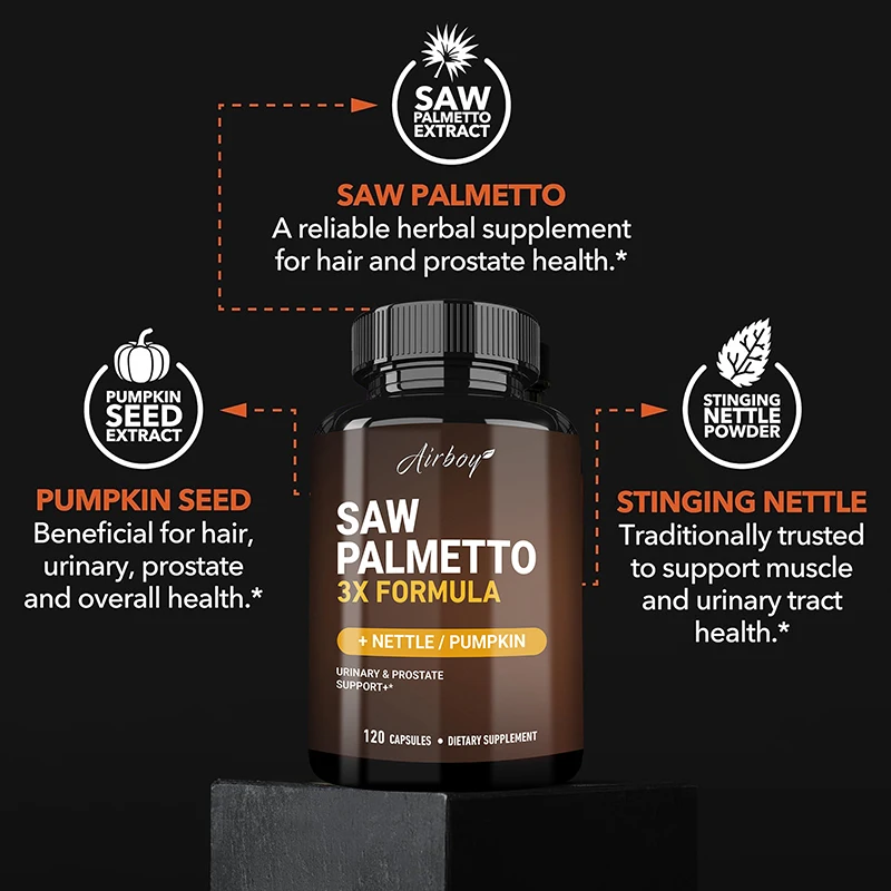 Saw Palmetto Capsules - Supports Prostate and Urinary Tract Health, Blocks DHT, and Promotes Healthy Hair Growth