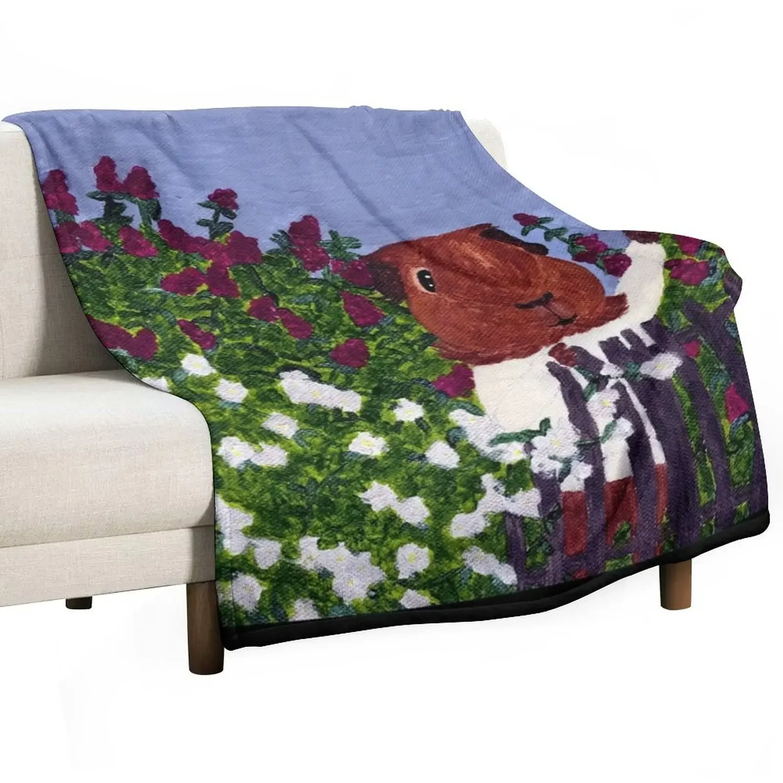 Guinea Pig Snapshot - Pammy's English Cottage Garden Throw Blanket Multi-Purpose Sleeping Bag Blankets