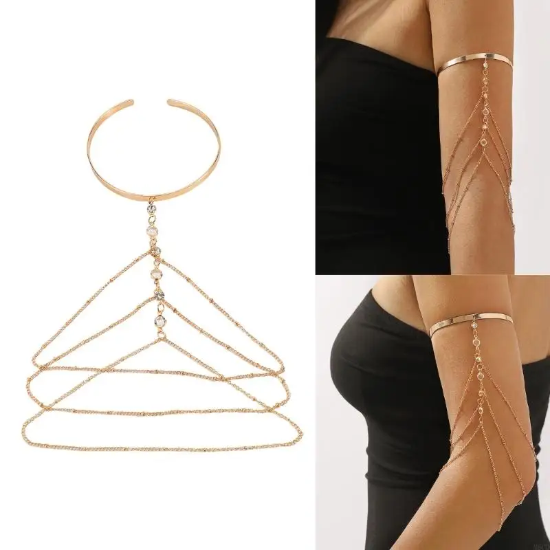 Bracciale aperto della catena marginale M6CD Bracciale elegante bracciale regolabile per le donne abbigliamento quotidiano o