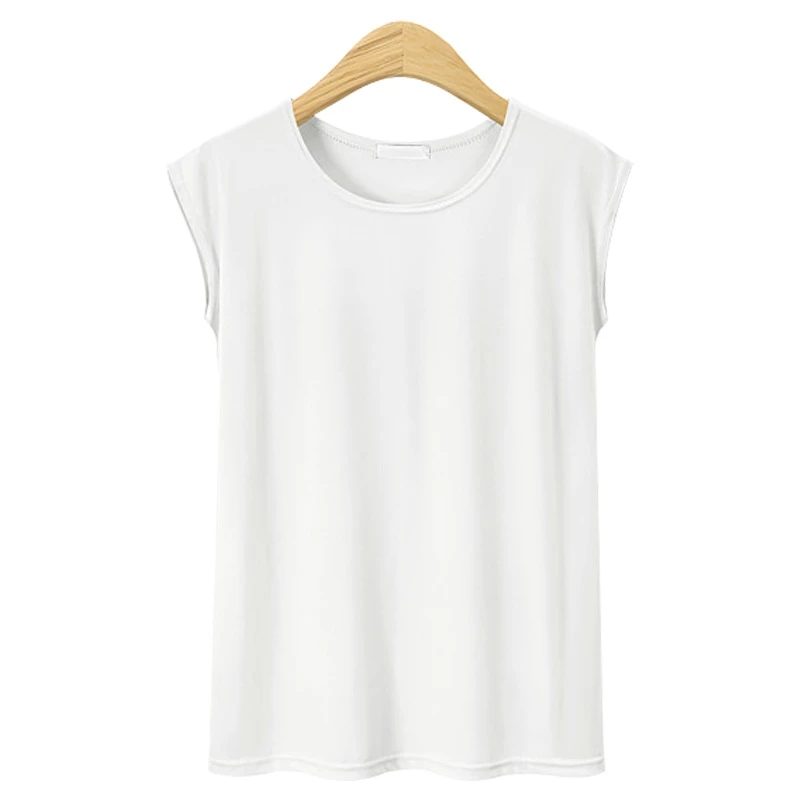 

Sleeveless Cotton T shirt Solid White Black Pink Gray Tees Women Summer Tops Casual O Neck S M L XL 2XL