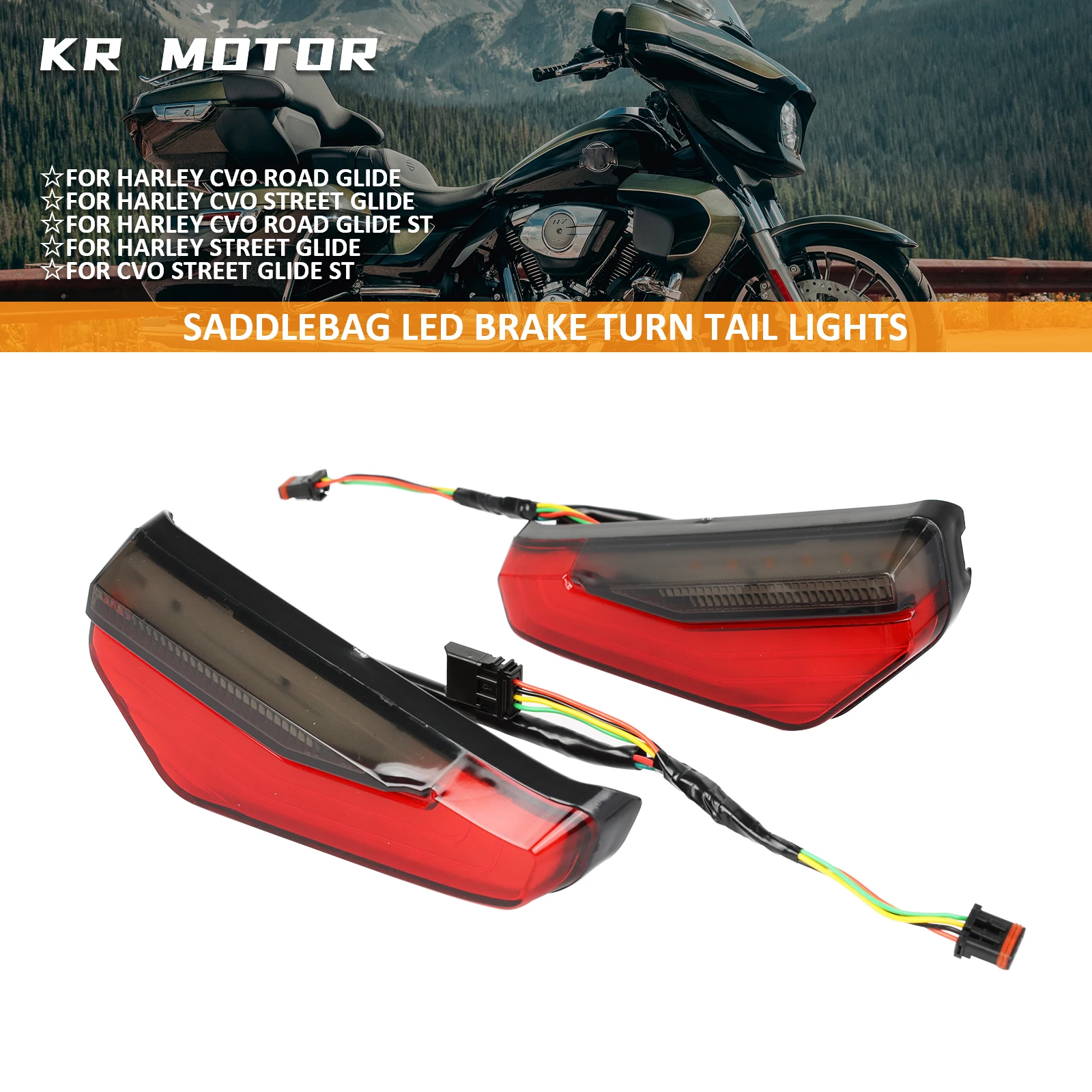 

Motorcycle Saddlebag LED Brake Turn Tail Lights Traffic light Fits For Harley Road Glide Street Glide CVO Limited ST 2023-2026