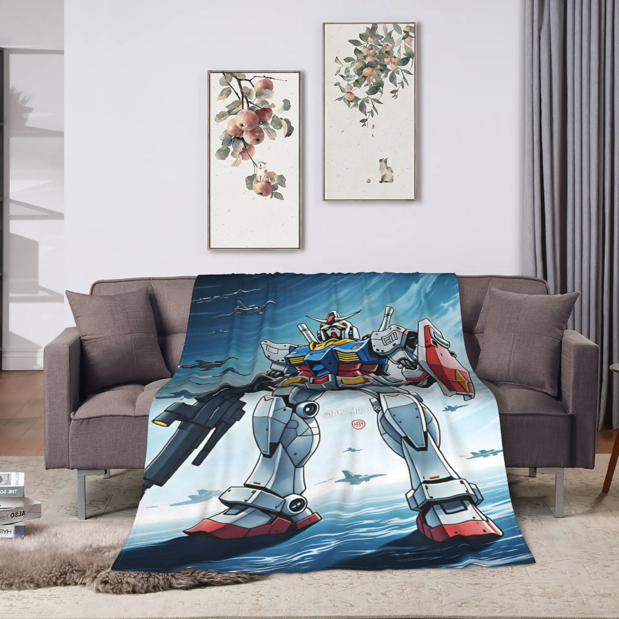 Mobile Suit Gundam Blankets  Warm Soft Comfortable Plush Throw Blanket For Couch Chair Travel Flannel Bedspread Bed Cover