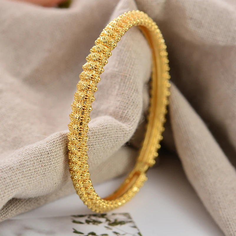 

Wedding Gold Color Bangles For Women Men Girls Elegant Arab ThreadBridal Wedding Bracelets /Party Gifts