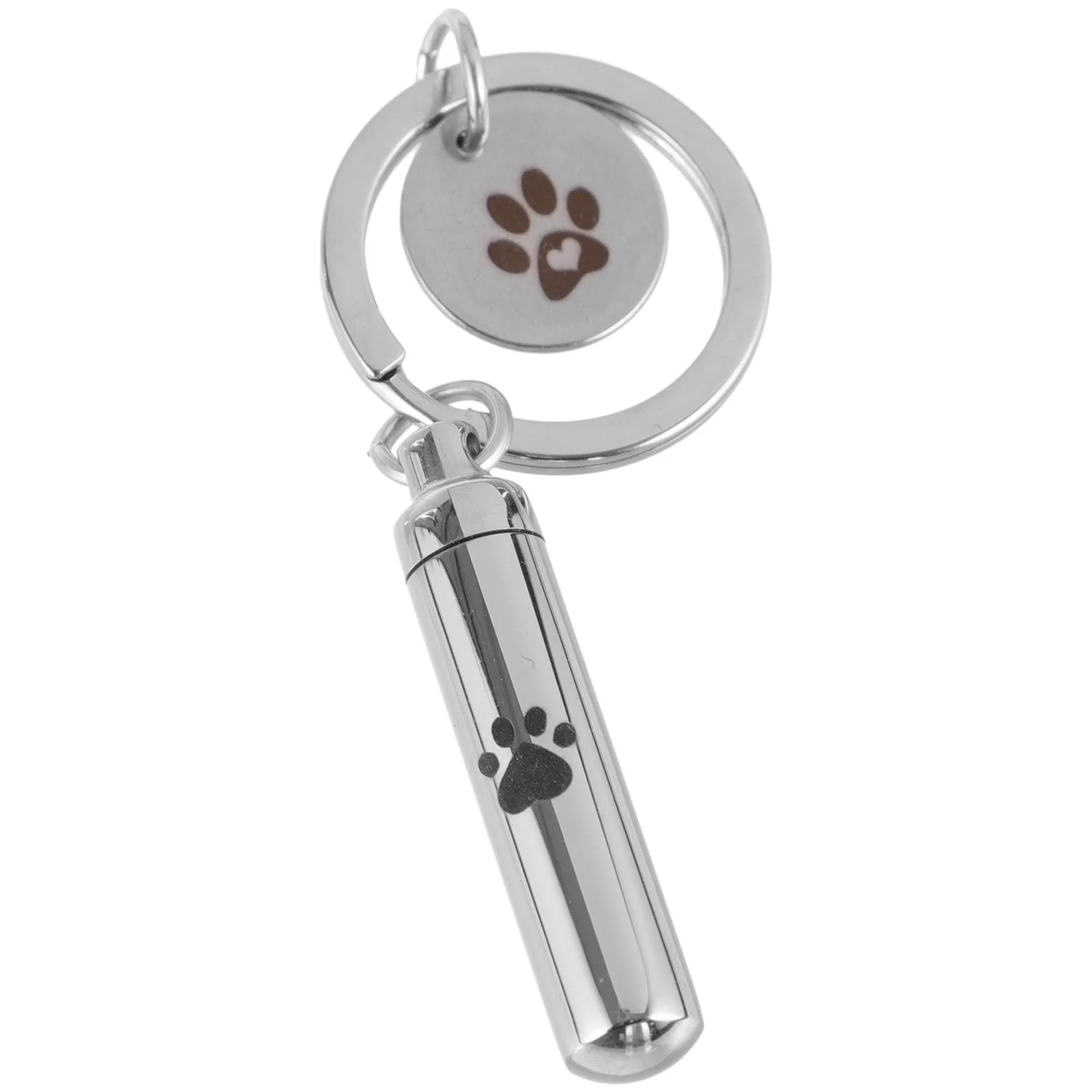 

1 Stainless Steel Pet Urn Keychain Memorial Ashes Jewelry Cremation Keepsake Silver Small Bone Container for Partial Remains