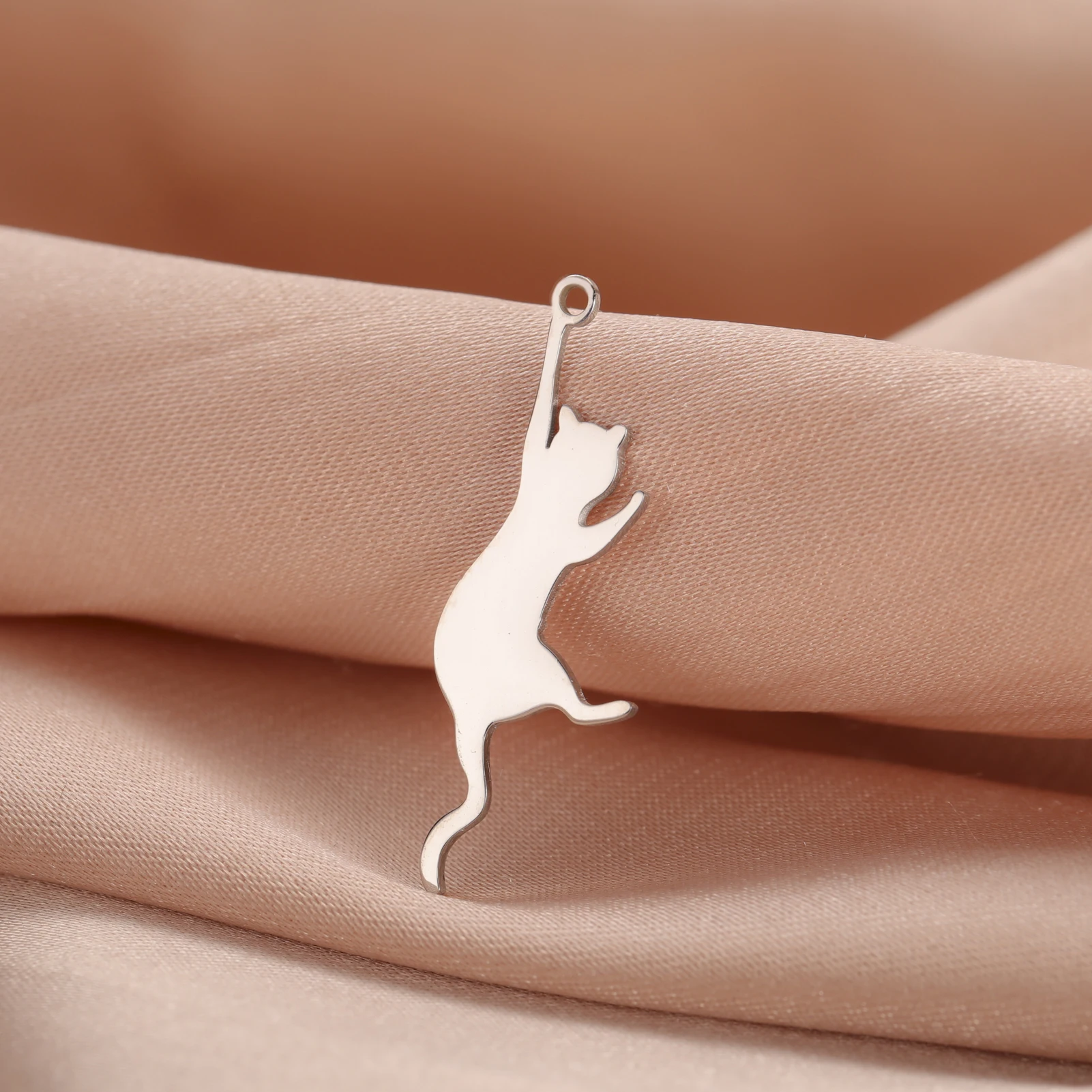 COOLTIME 5 Stück/Beutel süße Katze Edelstahl Anhänger Tier Haustier Charms für Schmuckherstellung Halskette Armbänder DIY Zubehör – Detail 14