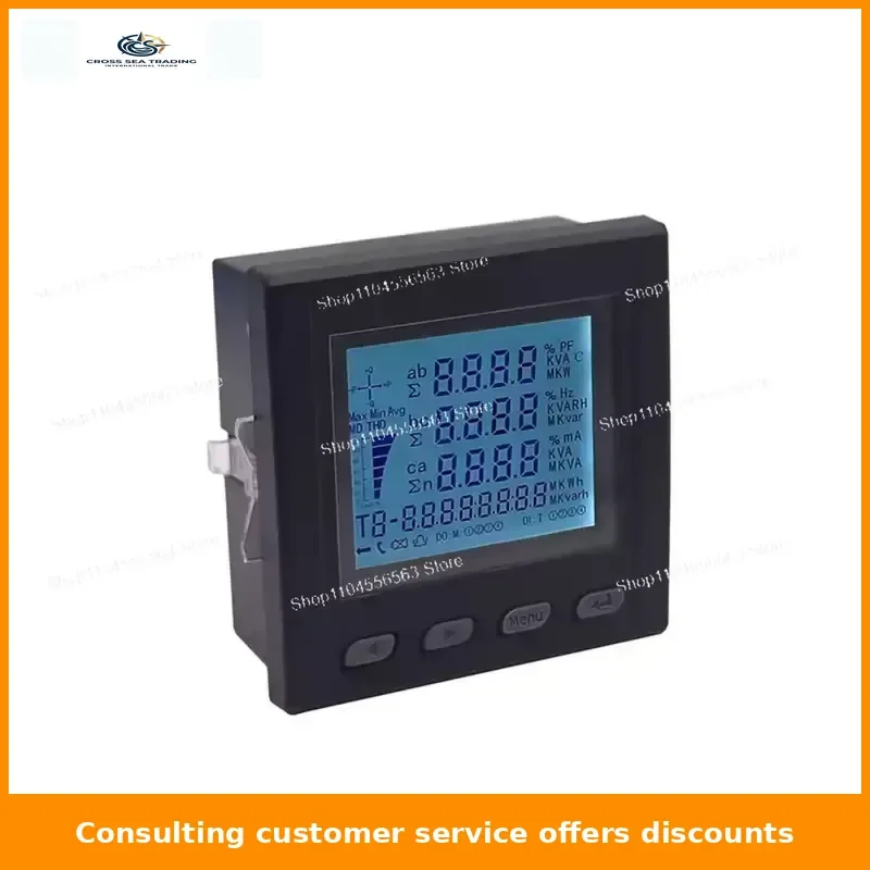 Three-phase multi-function power meters: measure current, voltage, electricity, power, power factor and frequency, LCD