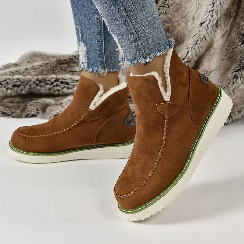 Frauen Schneeschuhe schlüpfen auf Plattform Stiefeletten für Frauen Baumwoll schuhe Winter lässig warme kurze Stiefel Frau Stiefeletten Botas de Mujer