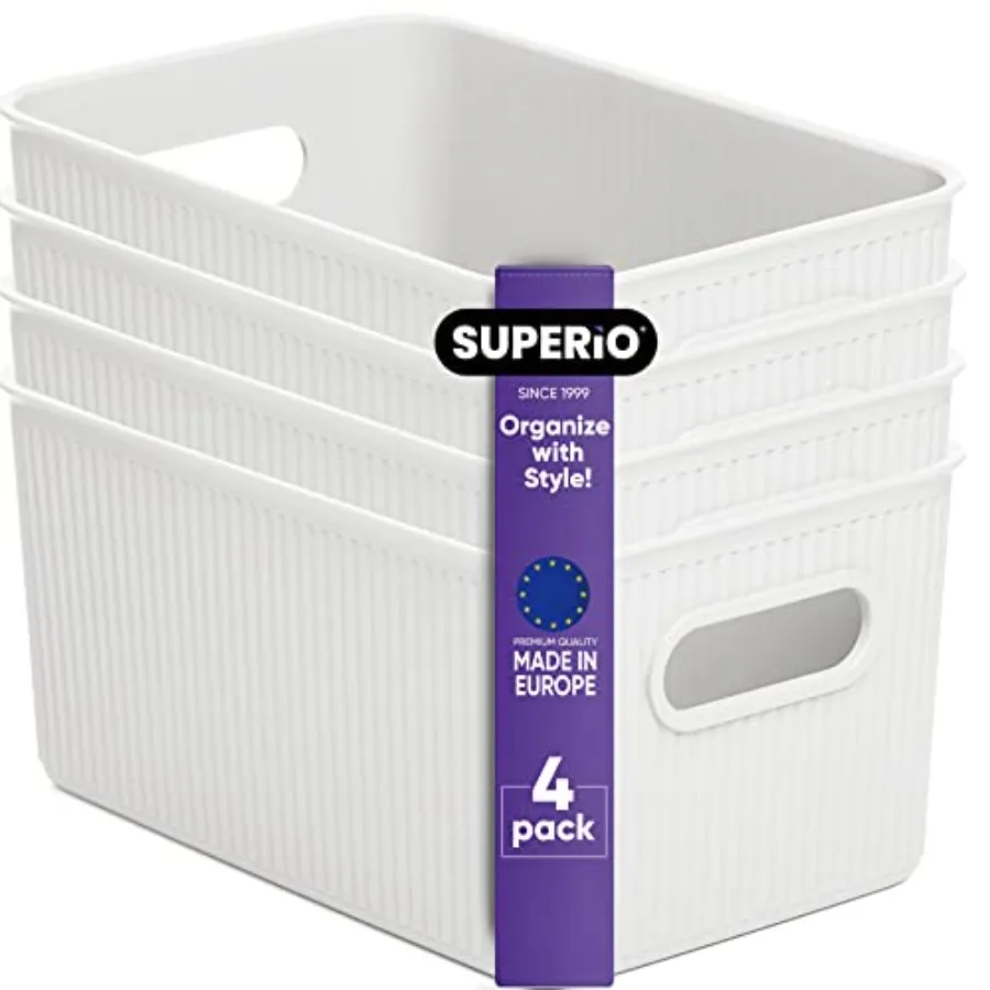 

Коллекция Superio Ried - Декоративные пластиковые контейнеры-органайзеры для хранения, средние, белые, 4 шт.