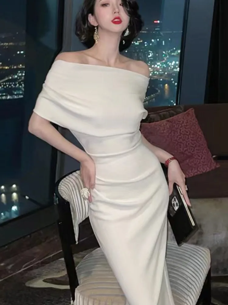 

Elegant Fashion Bodycon Midi Dresses for Women Summer Party Chic New Sexy Slim Birthday Robe Vintage Casual Prom Female Clothing