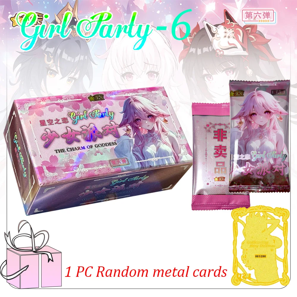 

New Goddess Girl Party 6-карточные карты The Charm Of Goddess Waifu Card Металлическая карта Купальник Бикини Booster Box Doujin Игрушка и хобби Подарок