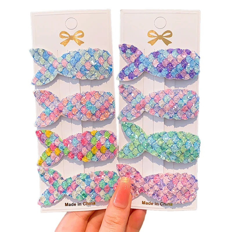 Colorful mermaid sequins children hairpins cute princess hairpins headdress sweet simple style hairpins wholesale