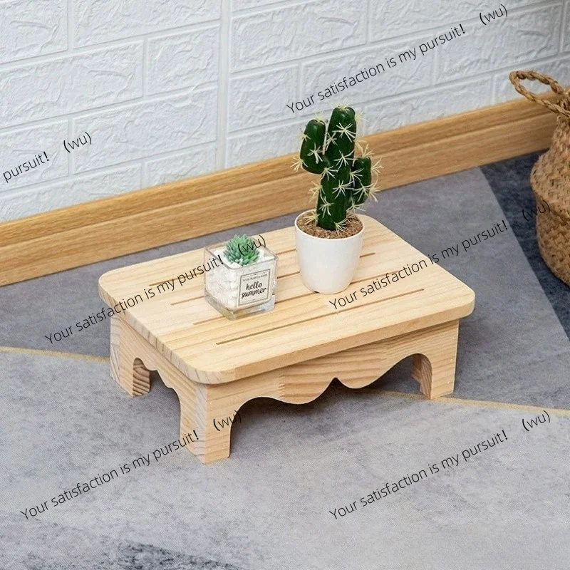 Solid Wood Step Stool Portable Foot Rest Stool Under Desk Bedside Wooden Foot Stool For Home Storage Multi-purpose