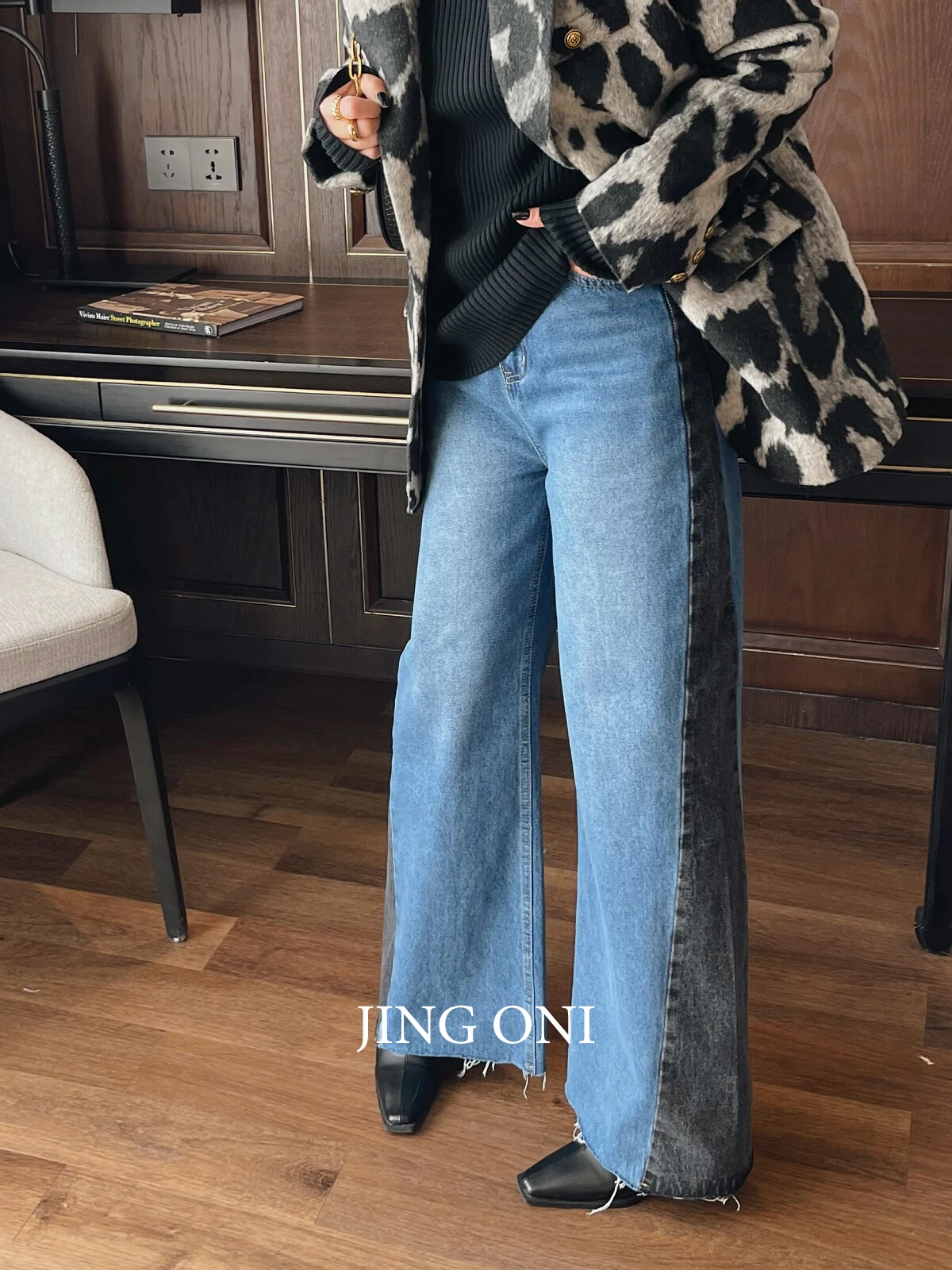 Jeans Pants Woman Clothing 2023 Y2k Korean Fashion Style Vintage Winter Elegant Wide Leg Baggy Brushed High Waist Cargo Long New