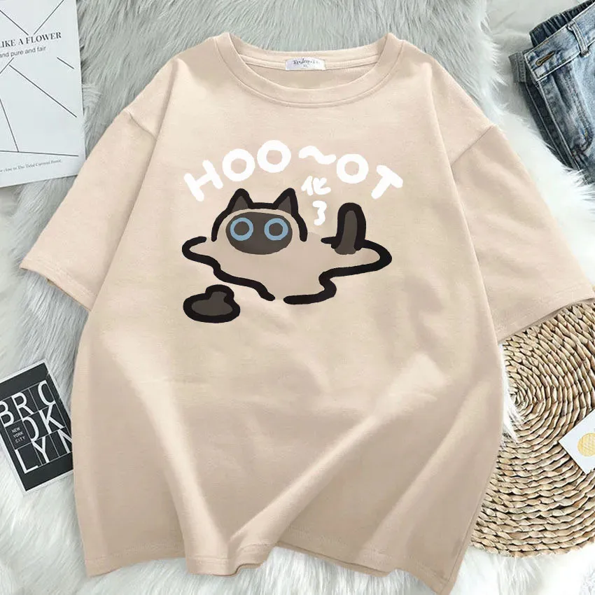 Large Size Loose Short Sleeved T-shirt American Retro High Street Trend Cartoon Printed Round Neck Top