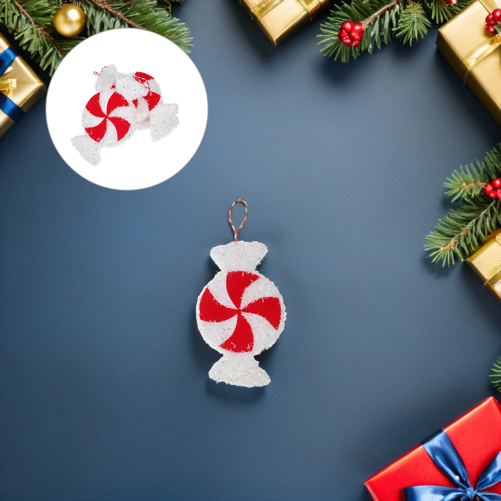 

3Pcs Large Foam Peppermint Candy Hanging Ornaments Red White Xmas Tree Decorations Holiday Party Supplies Candy Ornaments
