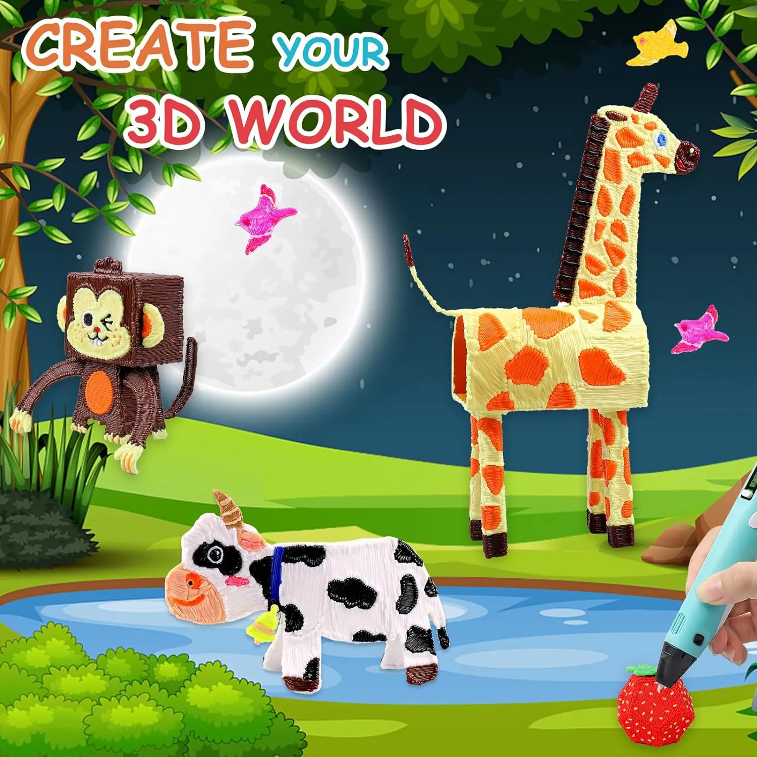 10/20/30 Colors 3D Pen Filament 1.75mm PLA, Each Color 16.4 Feet(5m), Total 492 Feet (150m) 3D Pen Filament, Random Color