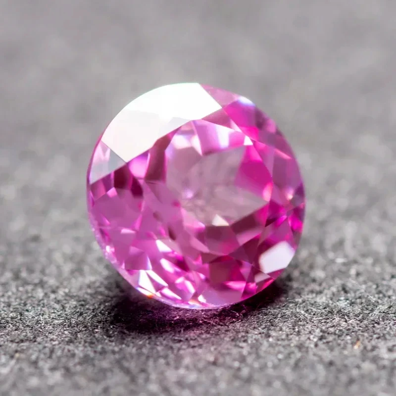 Lab Grown Sapphire Hot Pink Color Round Shape DIY Ring Necklace Earrings Main Materials Extremely Shiny Quality  AGL Certificate