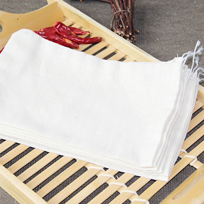 100pcs Cotton Gauze Bag Soup Bag Reusable Food Filter Mesh Bag Empty Pocket Drawstring Bag Useful Things for Kitchen Gadgets