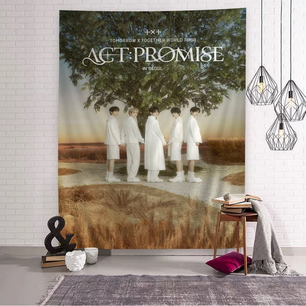 Kpop T-TOMORROW X T-TOGETHER TXT DIY Wall Tapestry Hanging Tarot Hippie Wall Rugs Dorm INS Home Decor