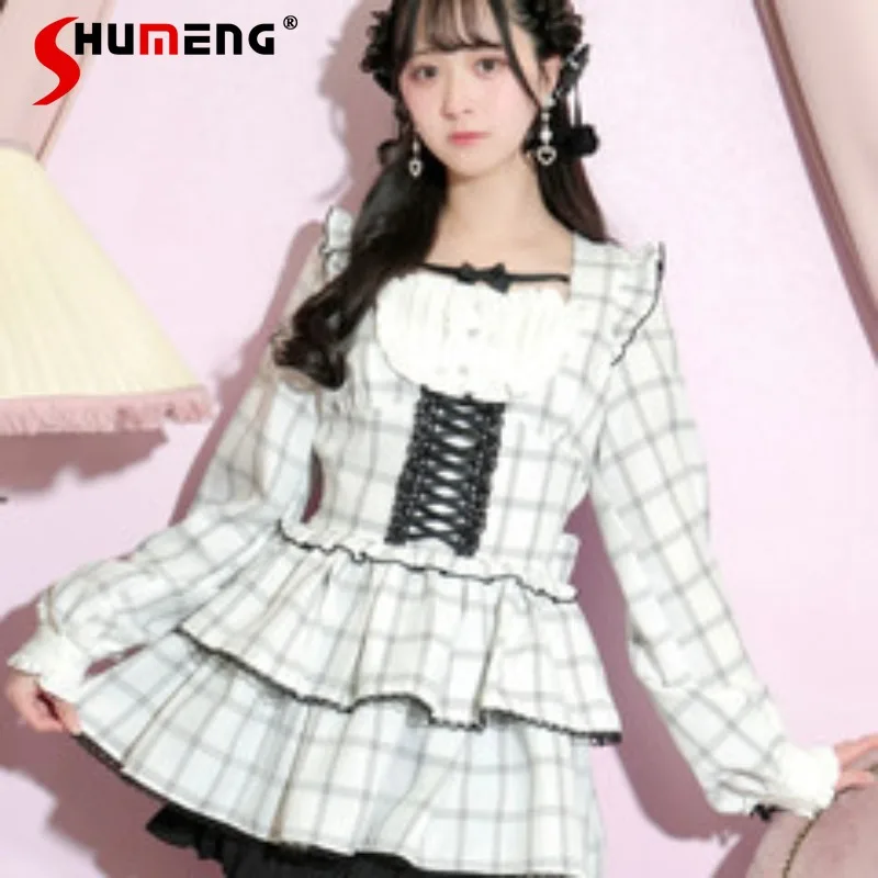 

Осень-зима, новый японский милый комплект платья маленькой принцессы, платья в стиле Лолиты, облегающие милые шорты с длинными рукавами, костюм из двух предметов