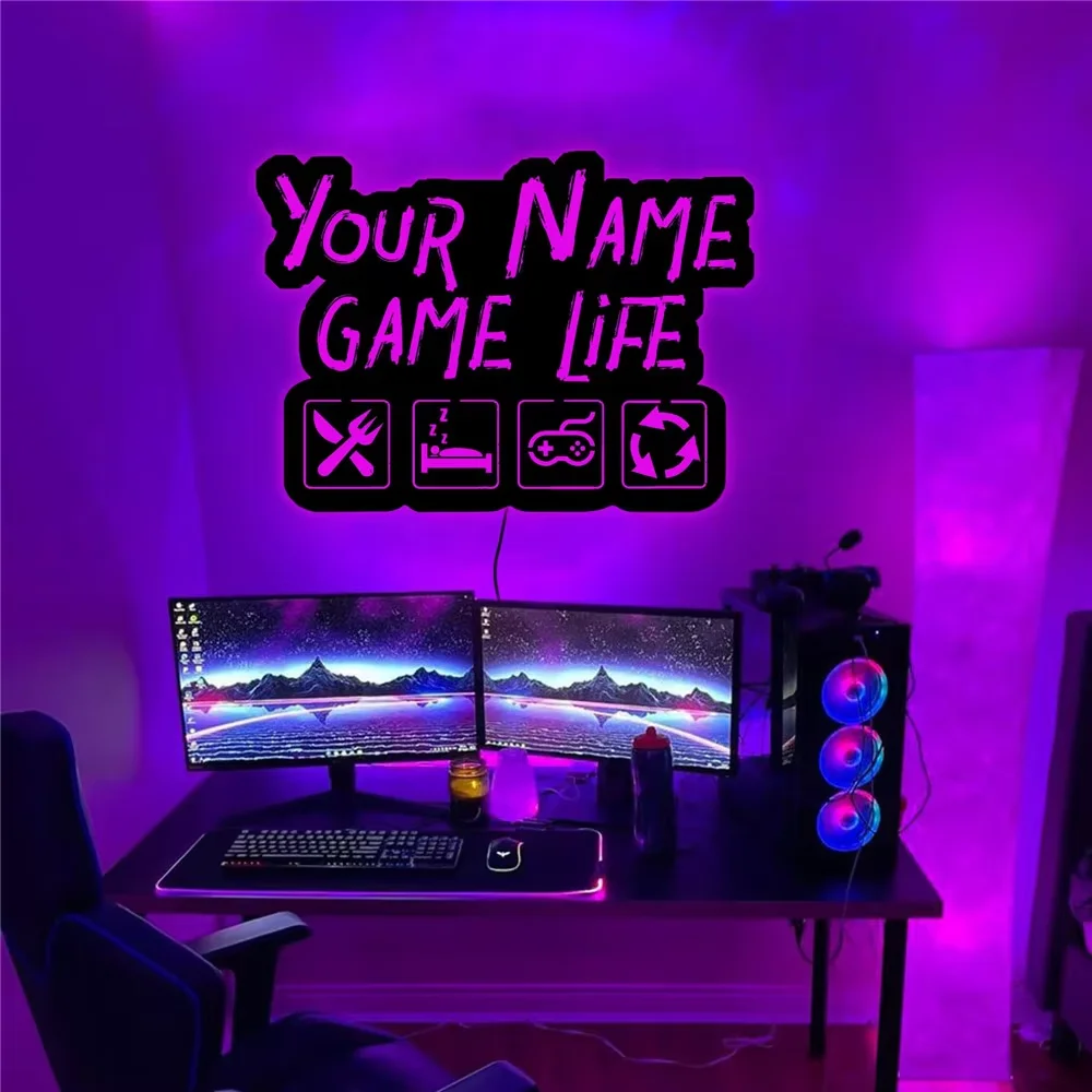 Personalized Custom Name Game Neon Sign, Colorful Wall Sconce Lamp for Gamer Room ,12 color Decoration Indoor Ambient Neon Sign