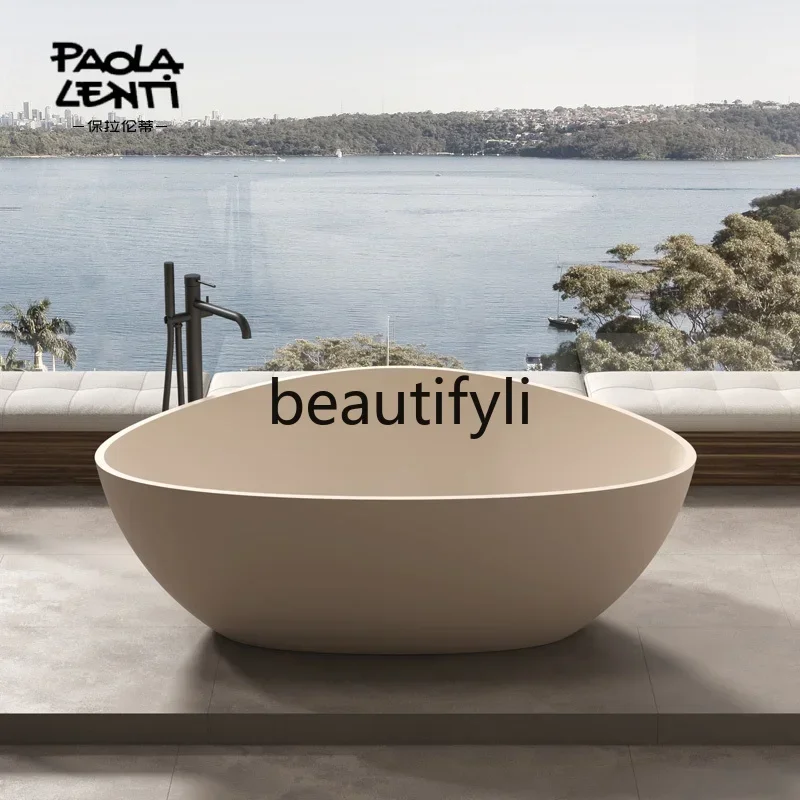 

Artificial stone free-standing triangular arc bathtub hotel homestay couple adult bath0420