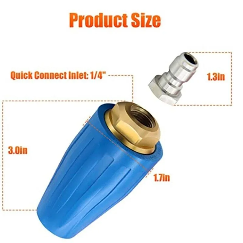 1PC 360 Degree Turbo Rotating Spray Nozzle 4.0 GPM High Pressure Washer Nozzle 1/4