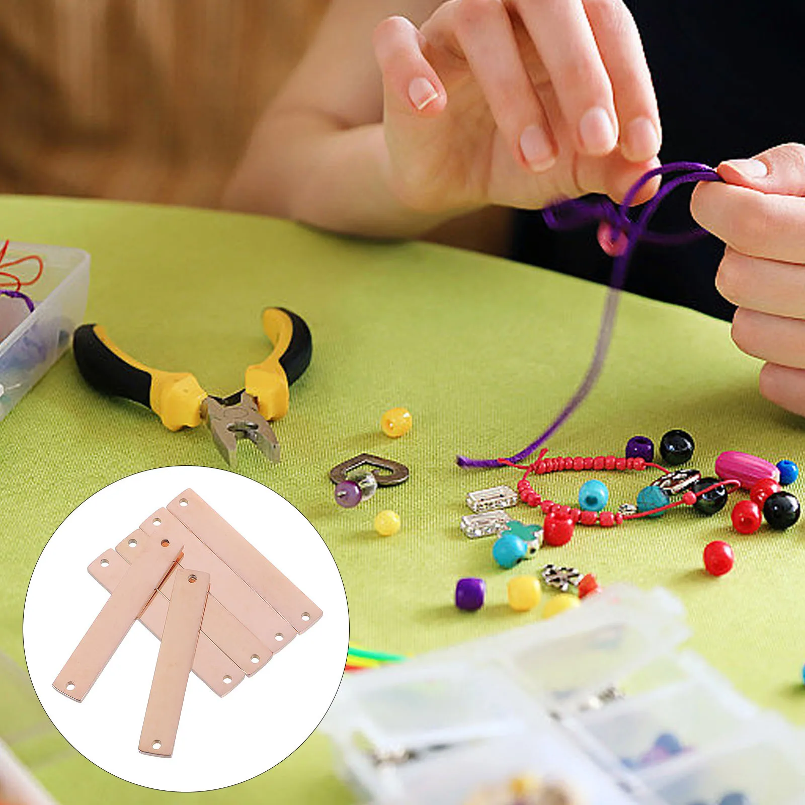 

10 pcs Double Holes Connector For Diy Jewelry Accessories Metal Pendants Hanging Ornaments Keychain Bag Charm Decor Rose Gold