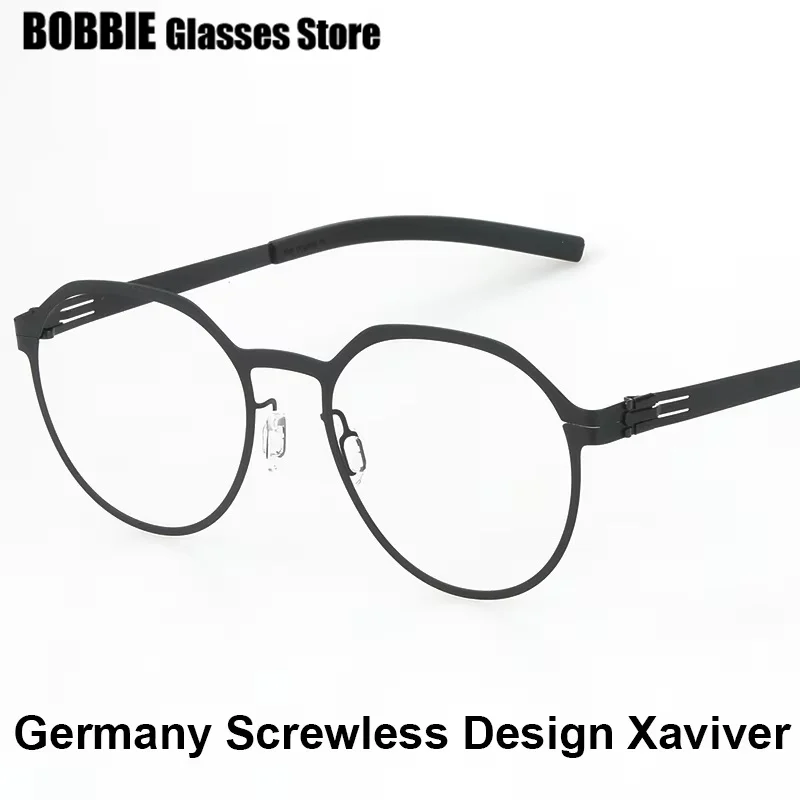 Simple Fashion Polygon Round Optical Eyeglasses Light Thin Screwless Women Spectacle Men Glasses Frame Germany Brand Vaxiver X