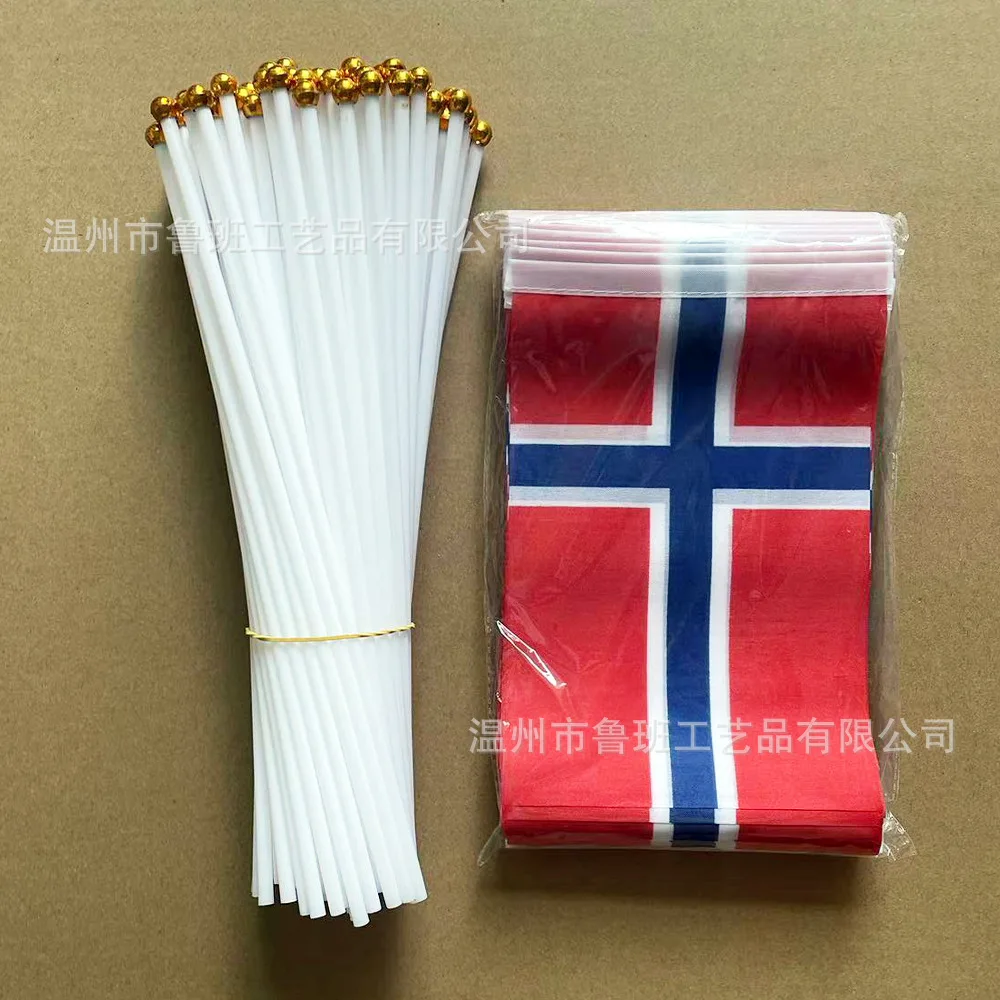 TIKI FLAG Norway hand flag 14x21cm Polyester Fade-Resistance