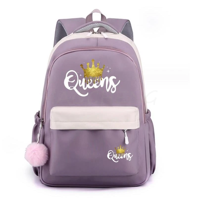 4 Color Golden Queens Print  Casual Women Backpack Teenage Girl School Bag Student Girls Shoulder Bag Casual Mochilas