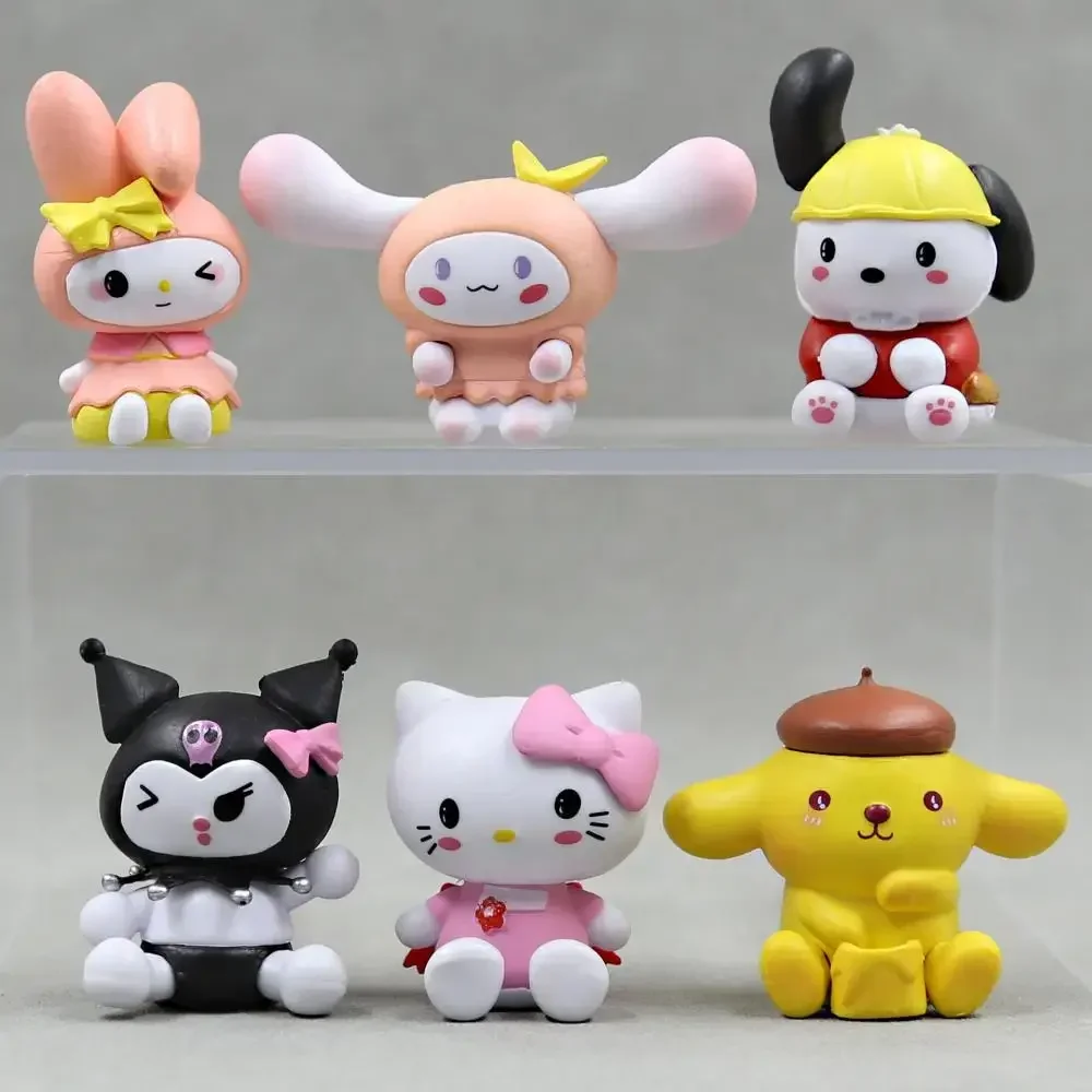 Sanrio 5Cm Mijn Melodie Figuur Anime Kawaii Cinnamoroll Kuromi Hello Kitty Cat Actie Collectie Materialen Geschenken Speelgoed Voor Kinderen