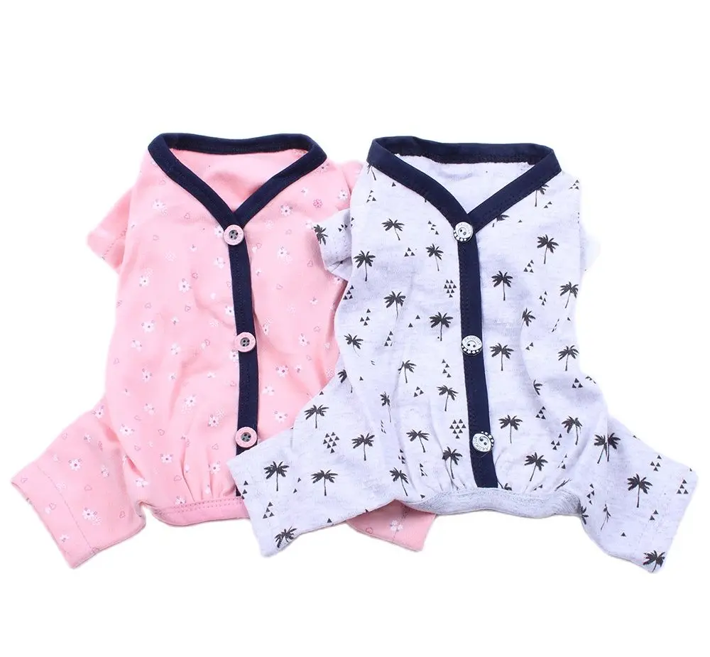 XKSRWE Dog Cat JumpSuit Shirt Floral Tracksuit Pet Puppy Floral Pajamas Pants T-Shirt