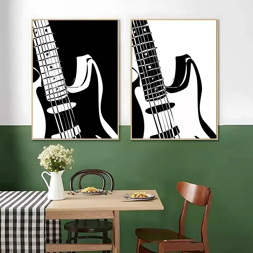 Black And White Piano Keys Note Violin Guitar Poster HD Quality Wall Art Posters For Home Room Wall Decor Kawaii Room Decor