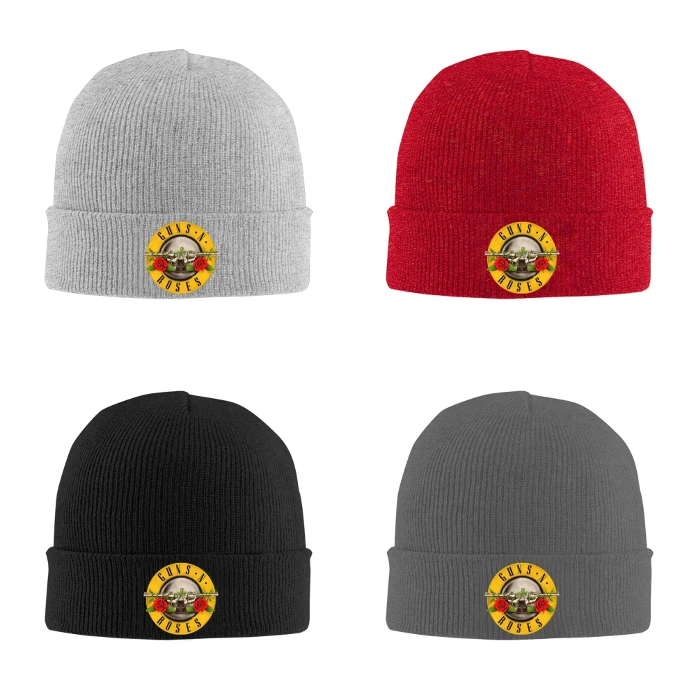 G-Guns N R-Roses Logo Unisex Knitted Hat Outdoor Warm Men Solid Color Crimping Skullies Beanie Cap Hip Hop Ski Caps