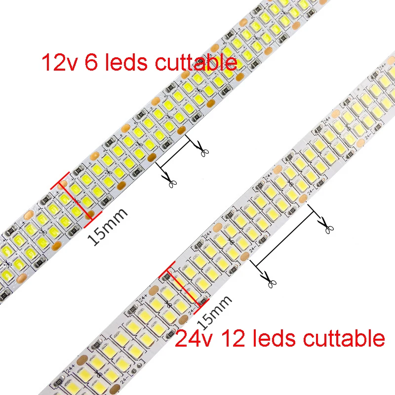 5m 12v 24v wodoodporna wysoka jasna taśma LED 2835 podwójna rząd 480 led/m 30 w/m 2400 LEDS/M LED elastyczna taśma 3000k 4000k 6000k