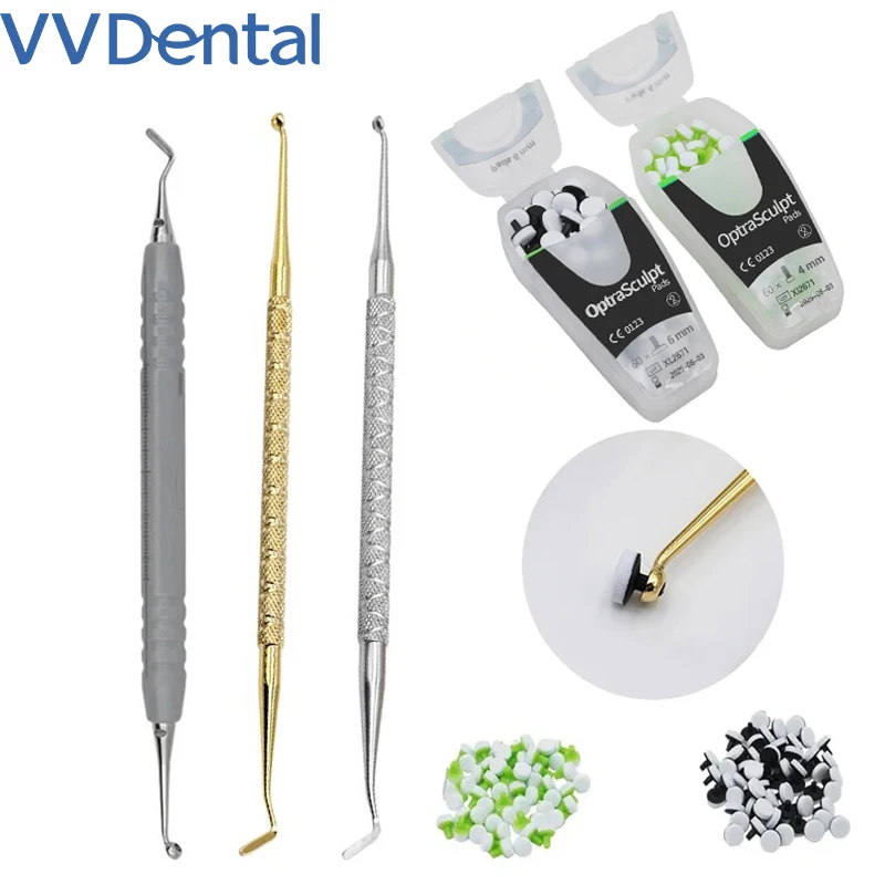 VVDental Dental Optrasculpt Pad Resin Molding Tools Kit Composite Resin Tool Composite Light Cure Holder Quick Foam Pad Handle