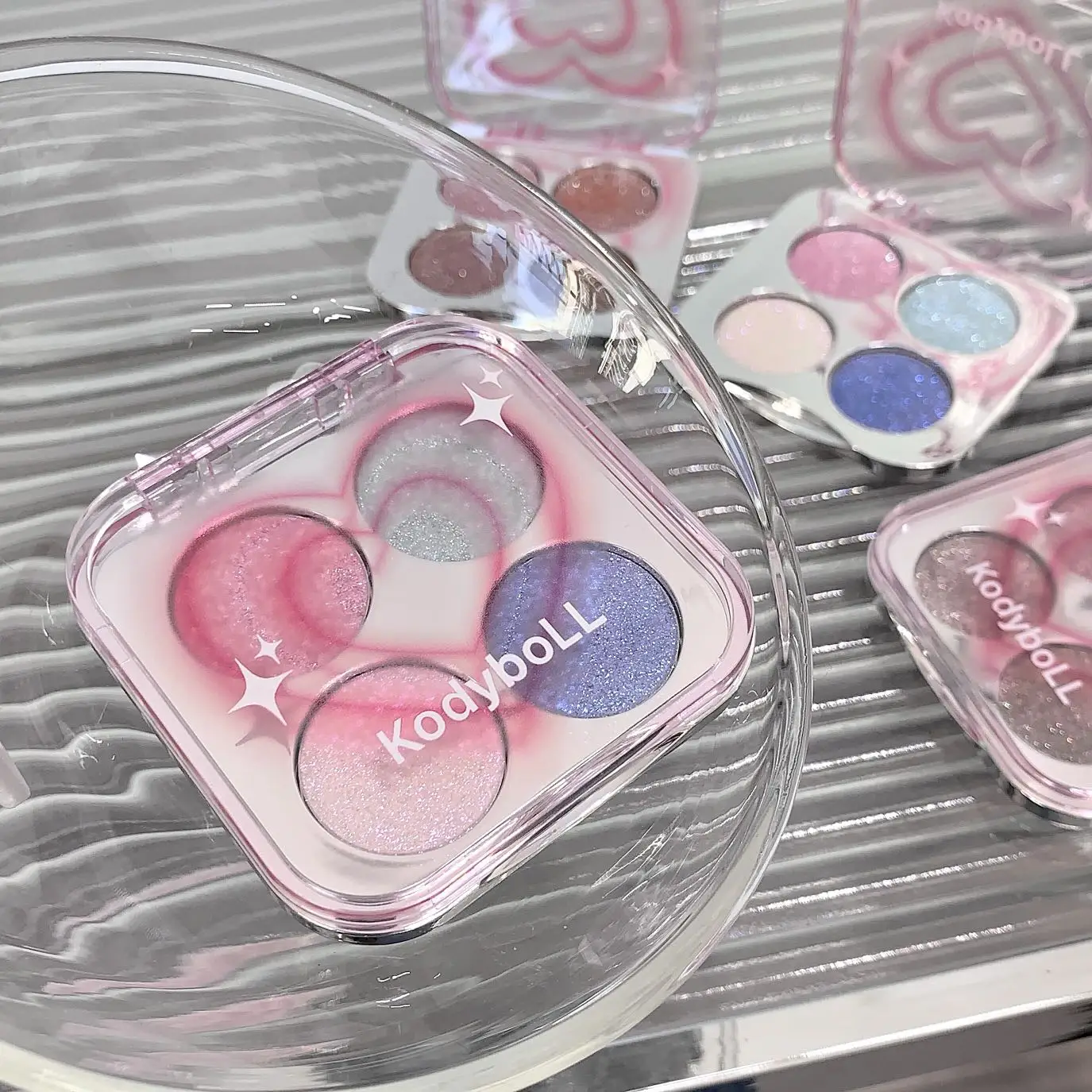 4-Color Glitter Eyeshadow Palette Shimmer Multicolor Sparkling Diamond Finish, Smooth Texture, No Clumping,  Stage Party Makeup