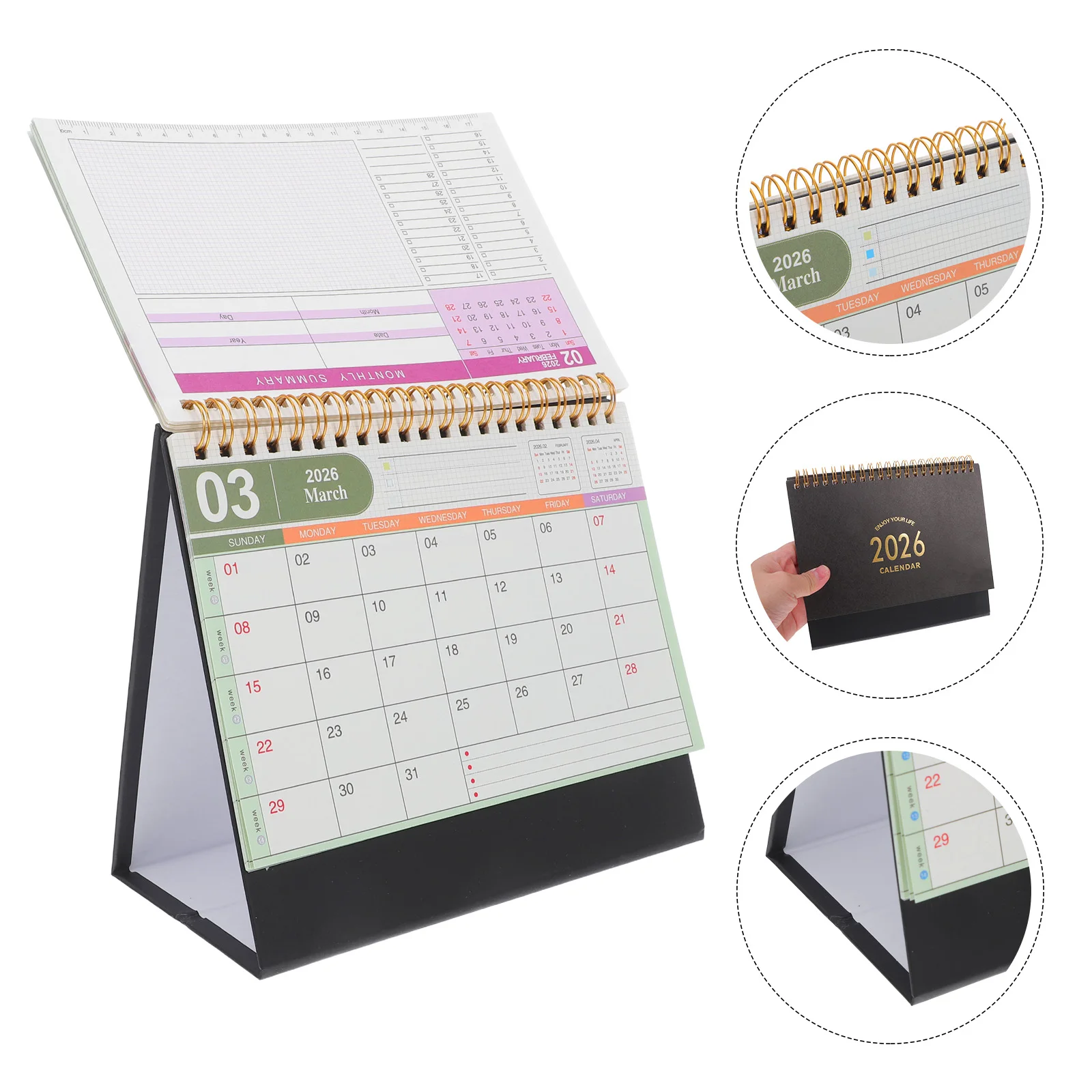 

2025-2026 Small White Desk Calendar - Standing Flip Thick Paper Monthly Schedule Planner, Efficient Date Organizer for Office