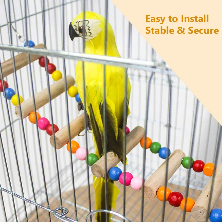 L Size 10 Ladder Pet Birds Swing Wooden Bridge Ladder Climb Cockatiel Parakeet Budgie Parrot Toy Wood Ladder