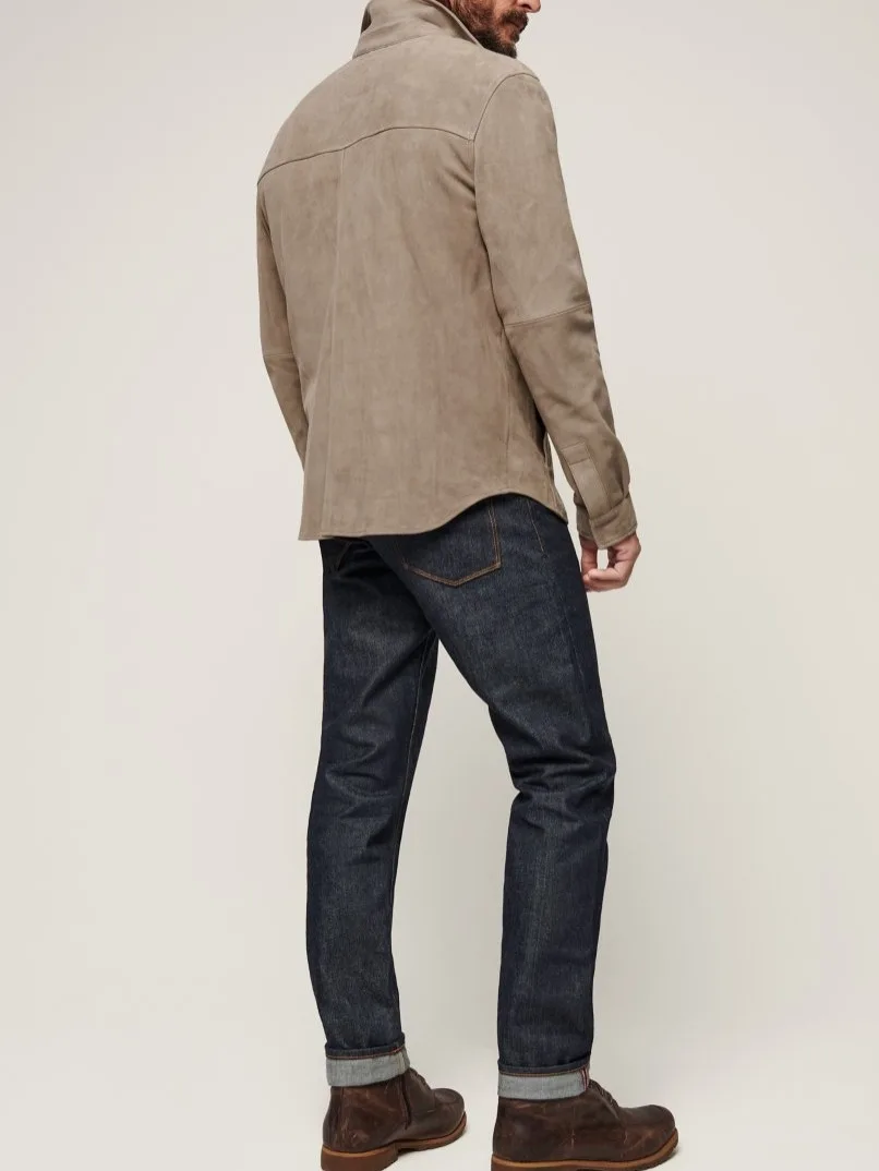 Retro Suede Lapel Jacket For Men Pilot Casual Solid Simple Loose Short Jacket Autumn And Winter